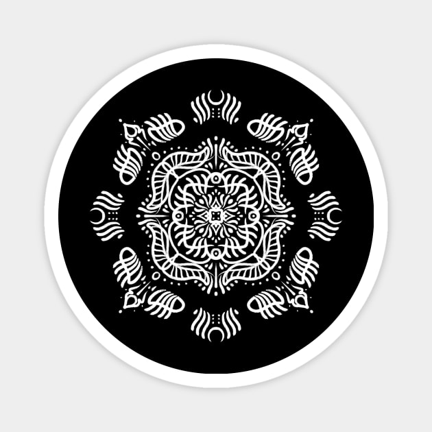 Branch Out Black and White Mandala Magnet by WorkTheAngle